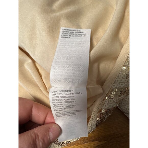 Bob Mackie Wearable Art Beige & Gold Sequin Chevron Jacket Fully Lined Size XL - Picture 7 of 9